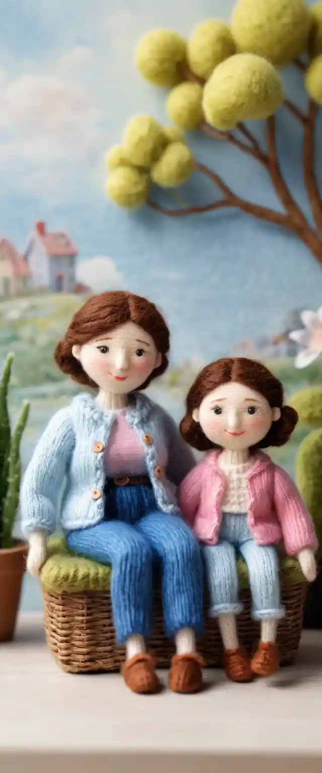 Happy mothers day family in soft digital illustration style
