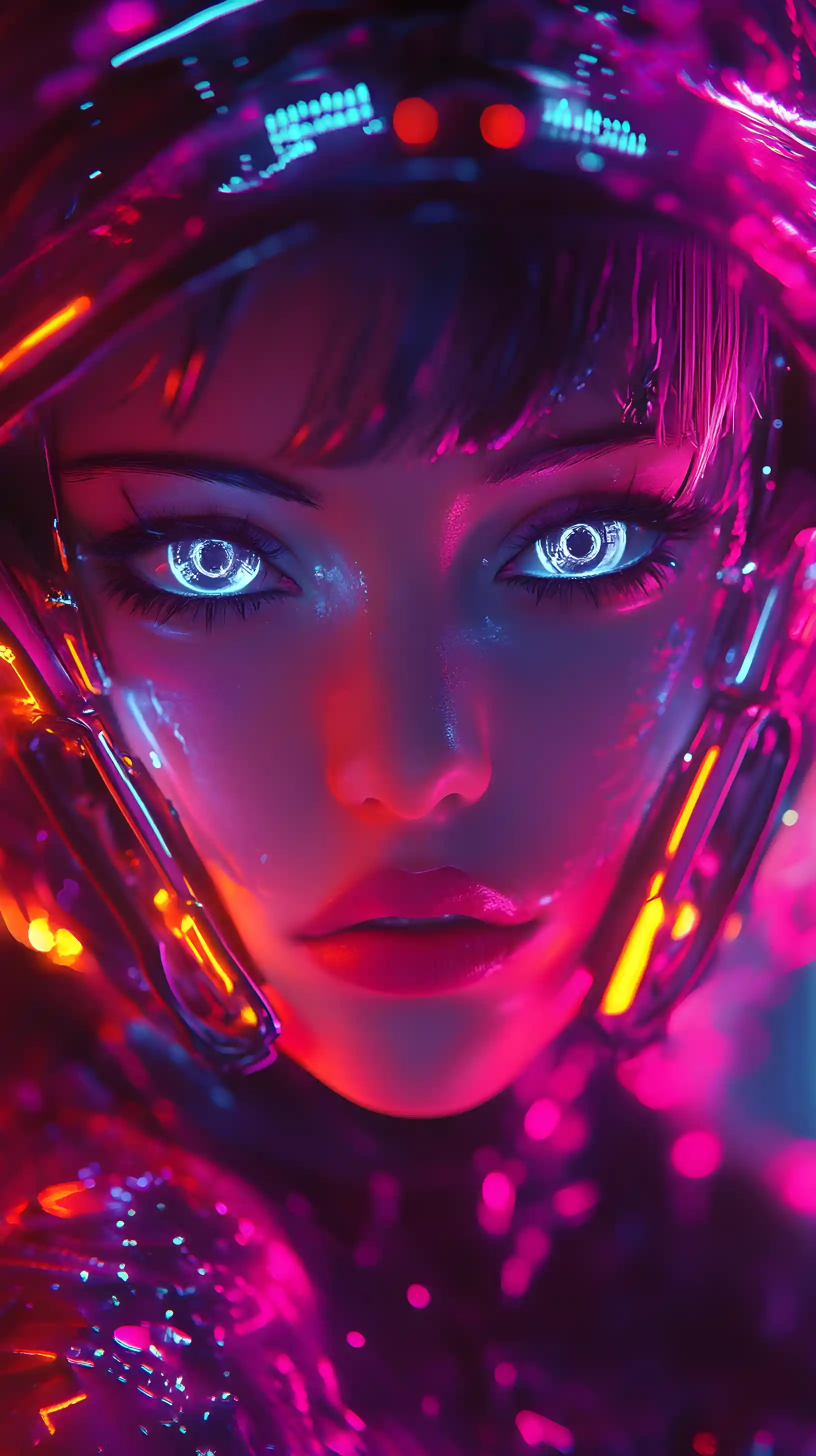 Futuristic cyberpunk woman with enigmatic extraterrestrial allure