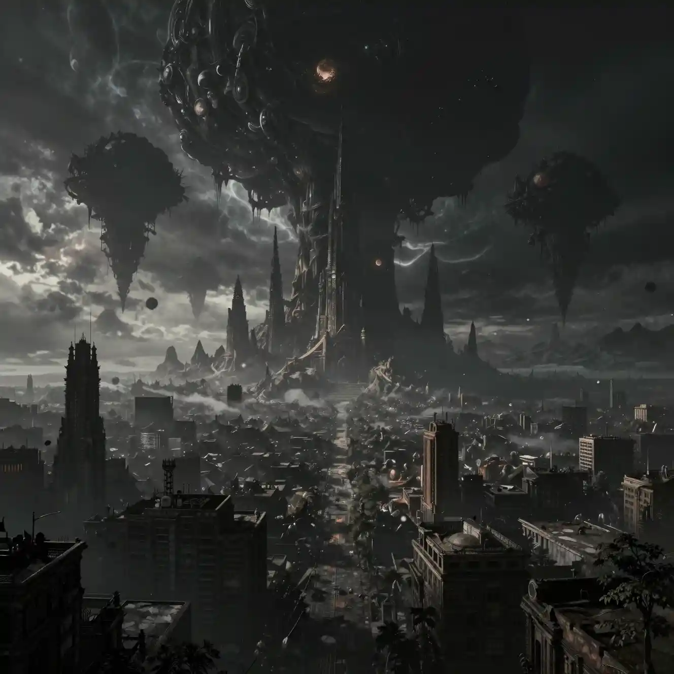 Last surviving city beneath colossal cosmic entities
