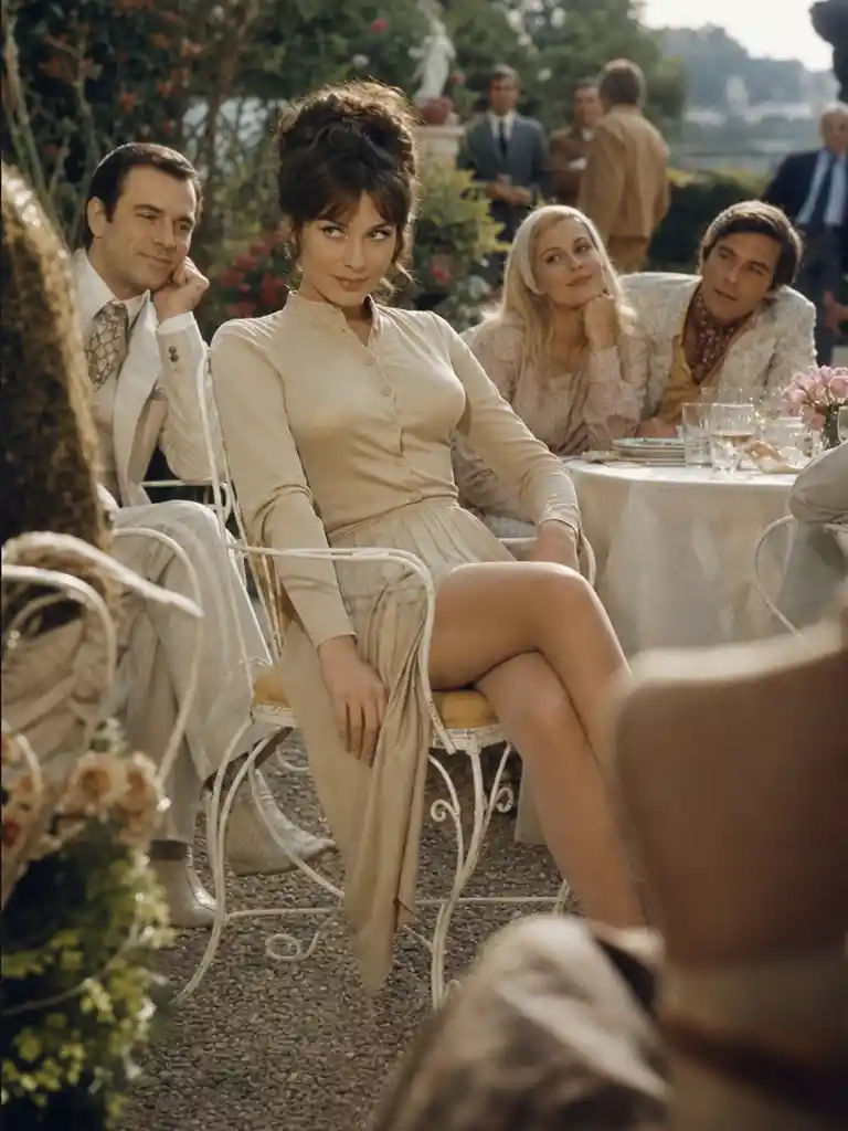 Elegant French style woman in a dreamy cinematic moment