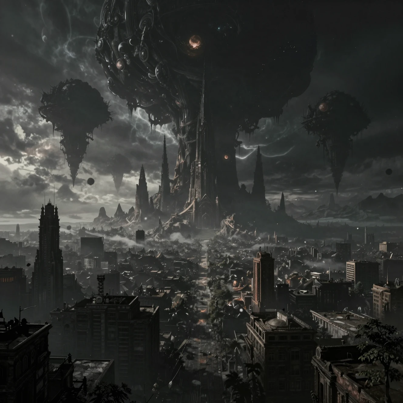 Last surviving city beneath colossal cosmic entities