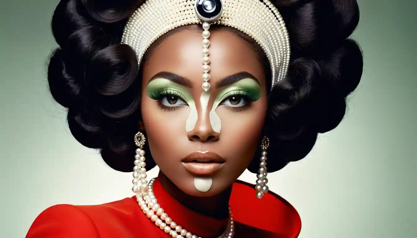 Elegant 1960s beauty portrait of a Black fashion model