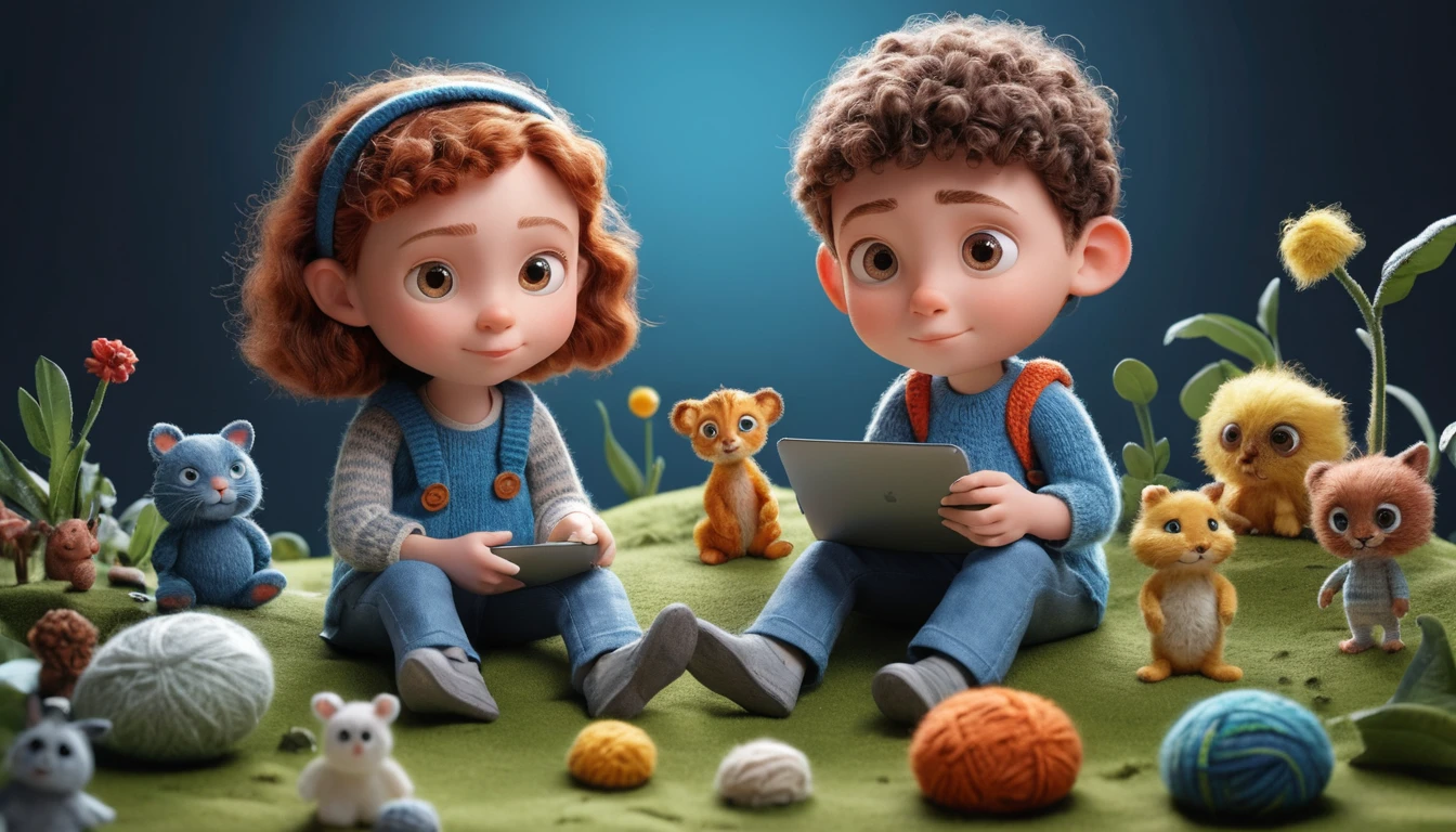 Cute 3d tech heroine girl in a playful childlike world
