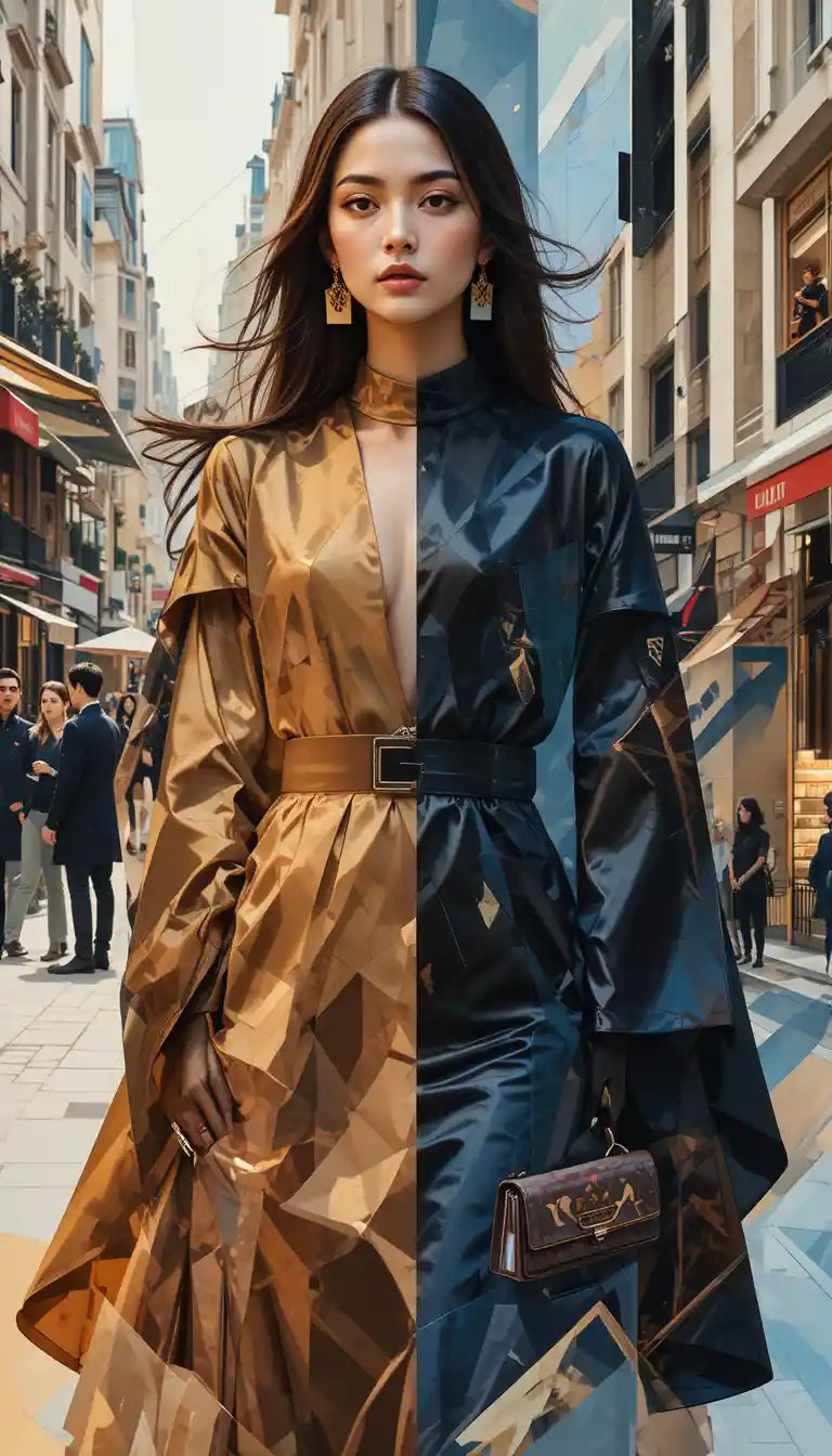Stylish European woman walking through a modern city