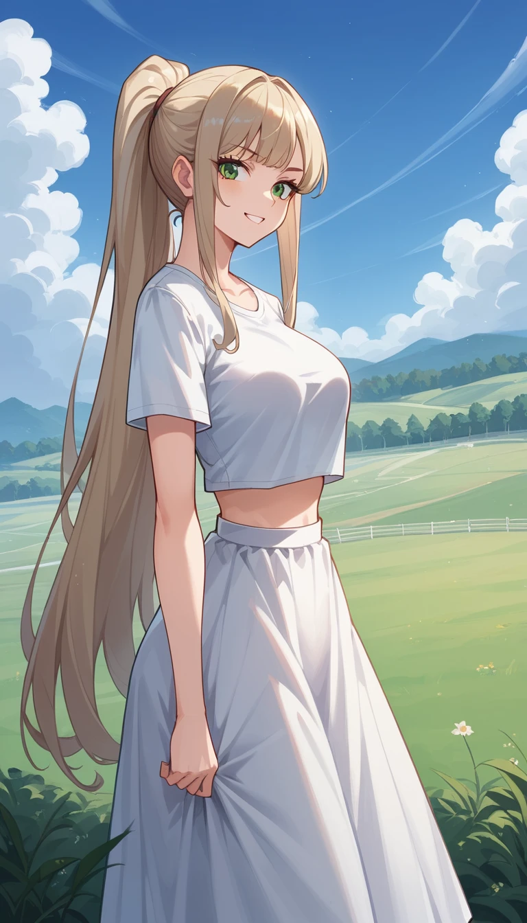 Tall anime girl in k pop athleisure under moonlit sky