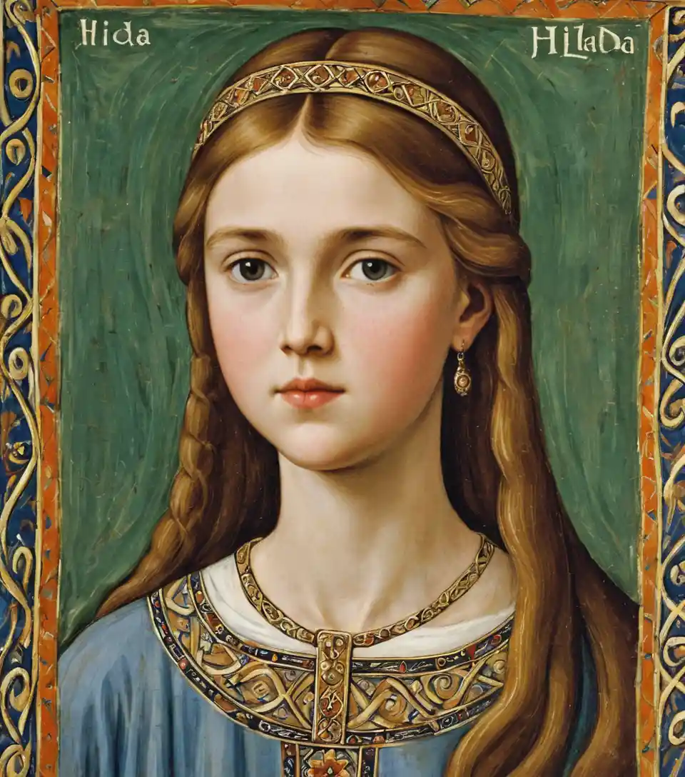 Young Anglo Saxon princess in historical painted portrait