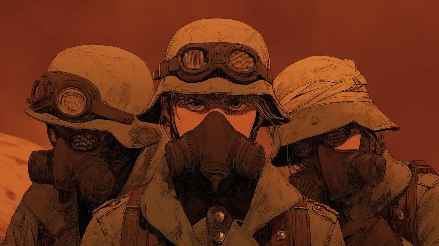German soldier in desert wearing protective military gear