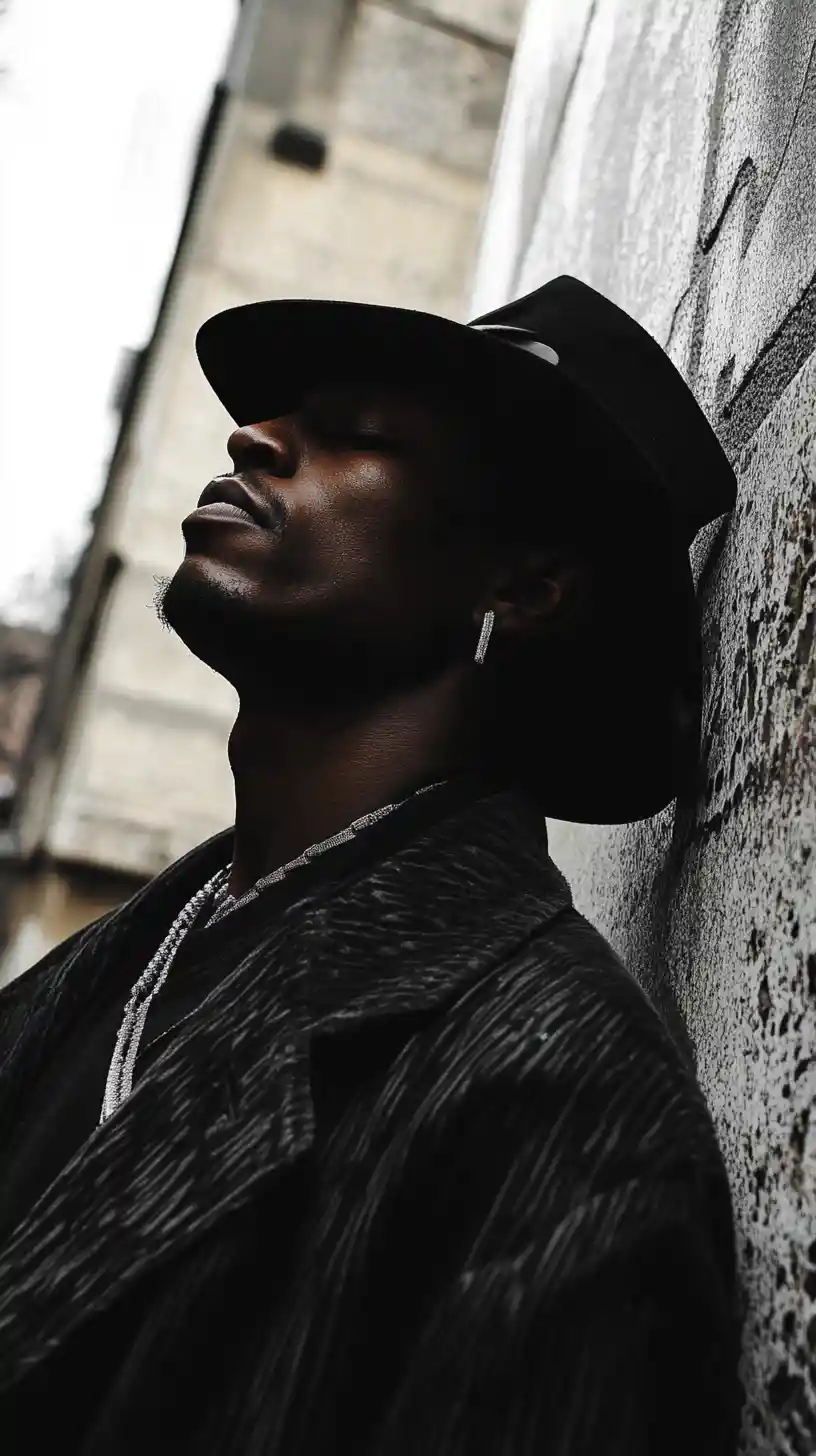 Street rapper standing with a confident urban attitude