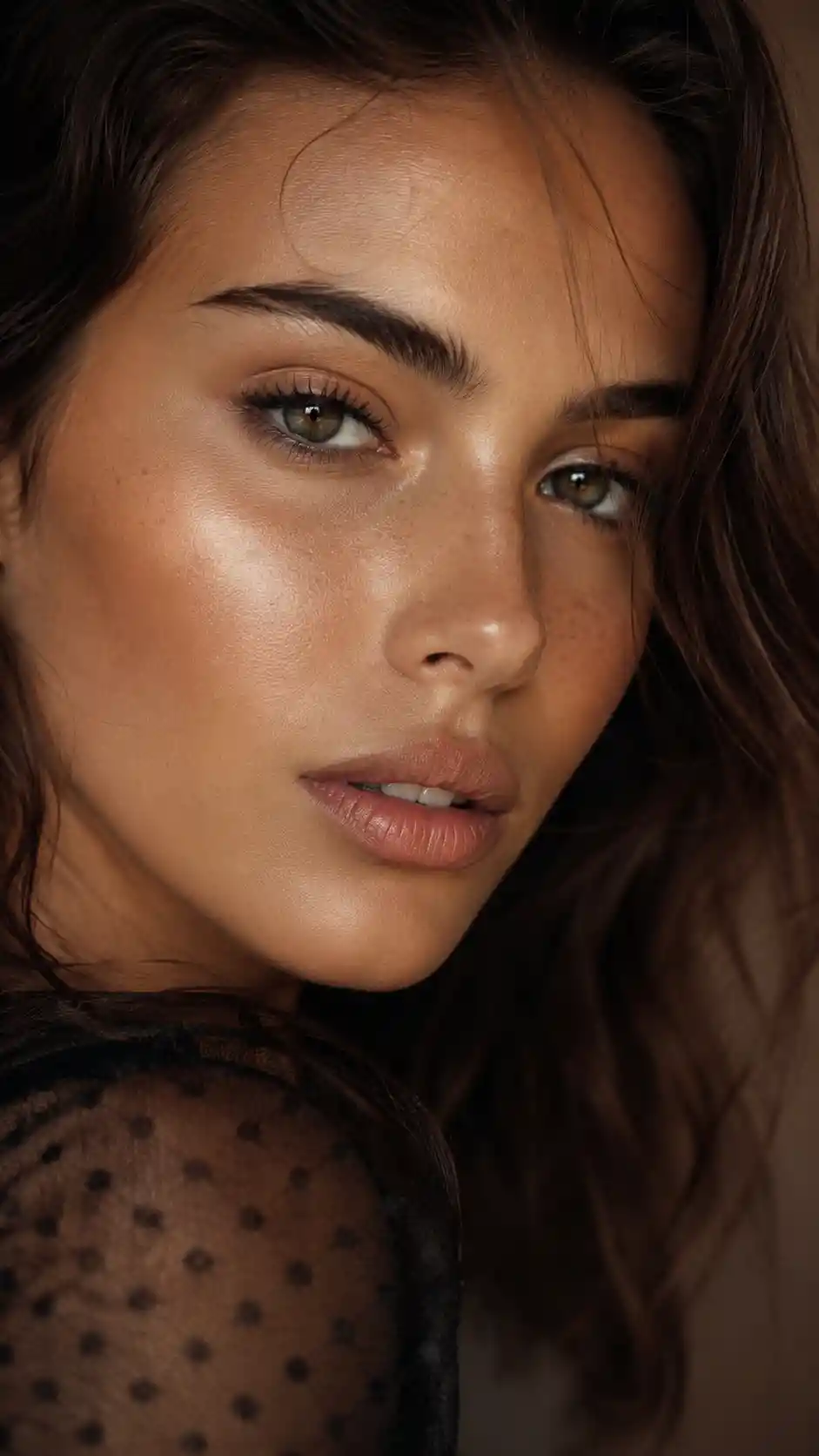 Extreme close up portrait of a glamorous fashion model