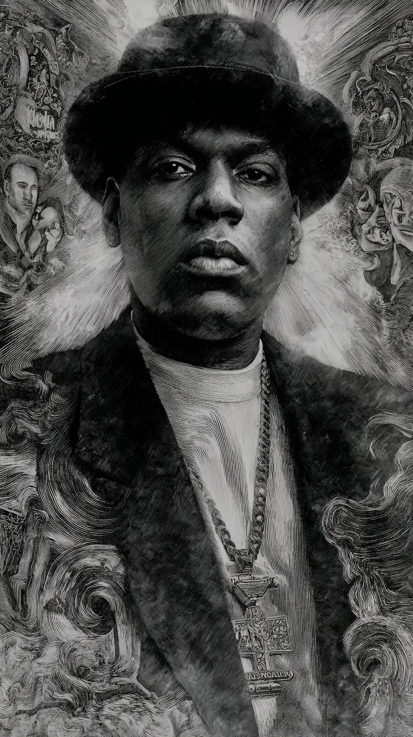 Urban rapper portrait with gritty street inspired typography