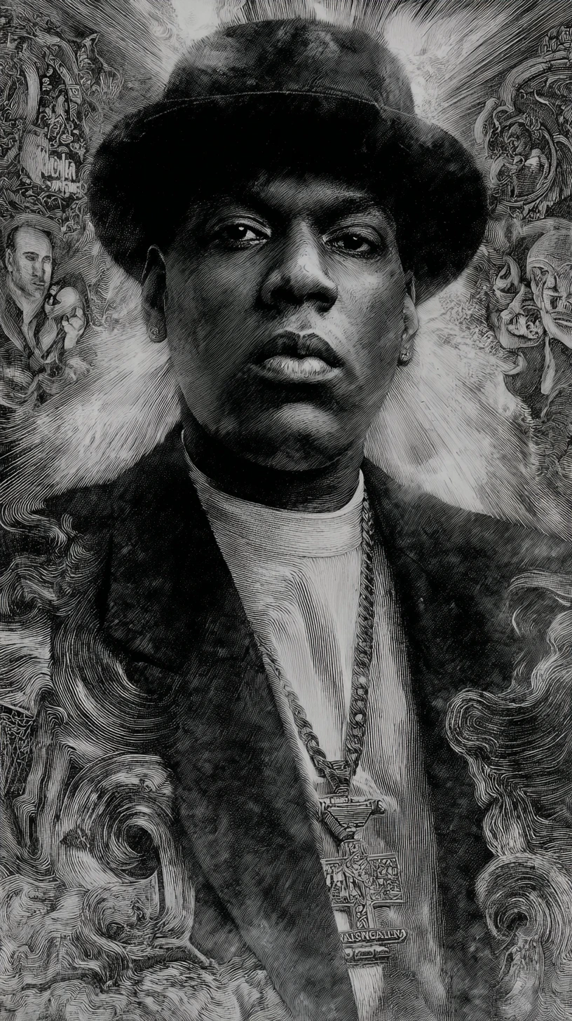 Urban rapper portrait with gritty street inspired typography