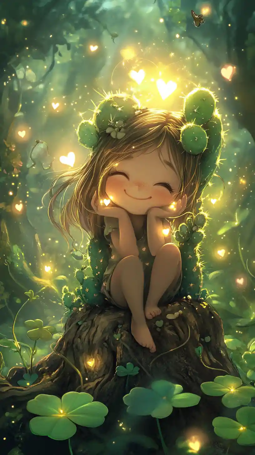 Cute girl making a playful face on tree root