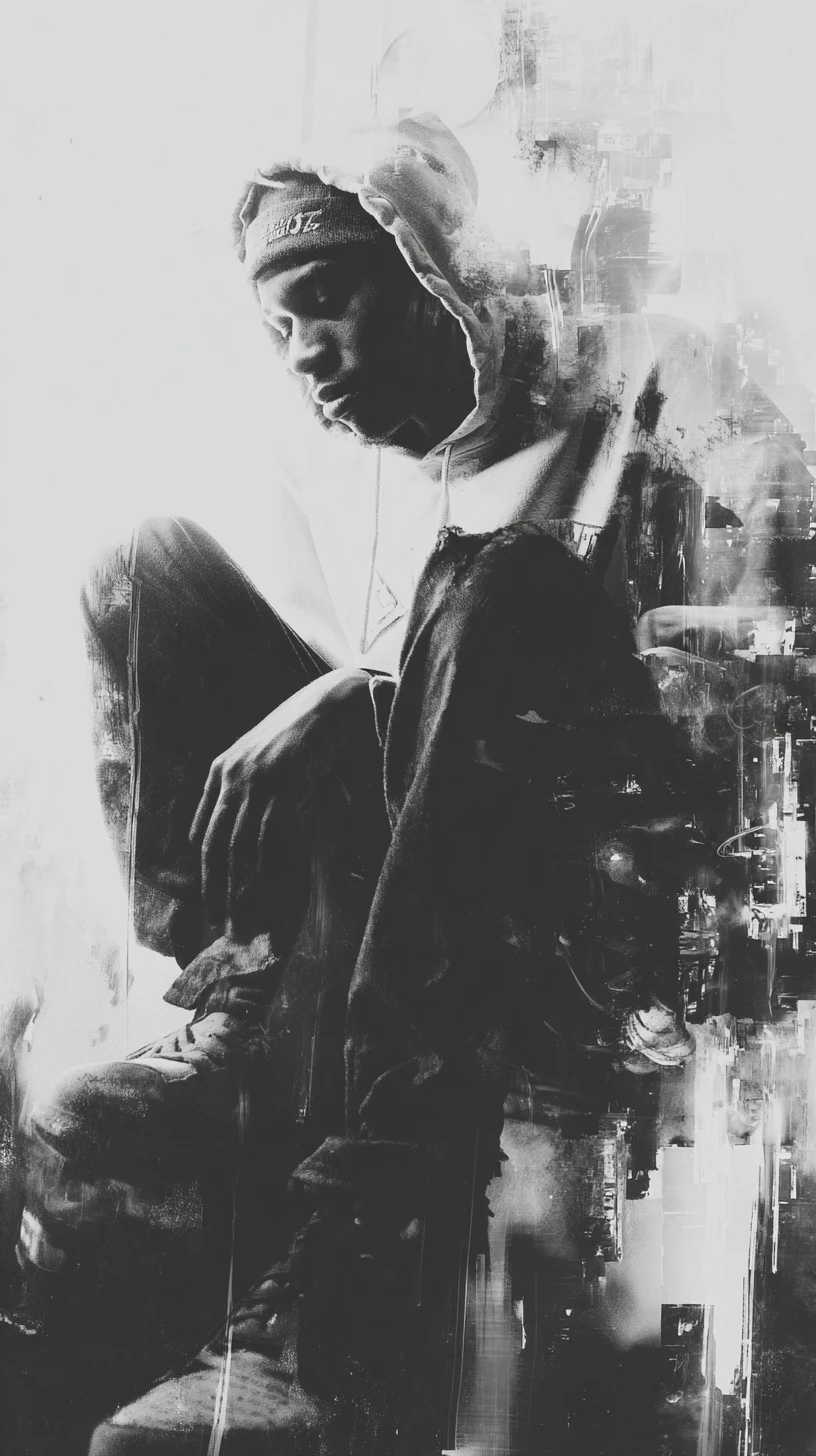 Serious rapper standing as a symbol of street life