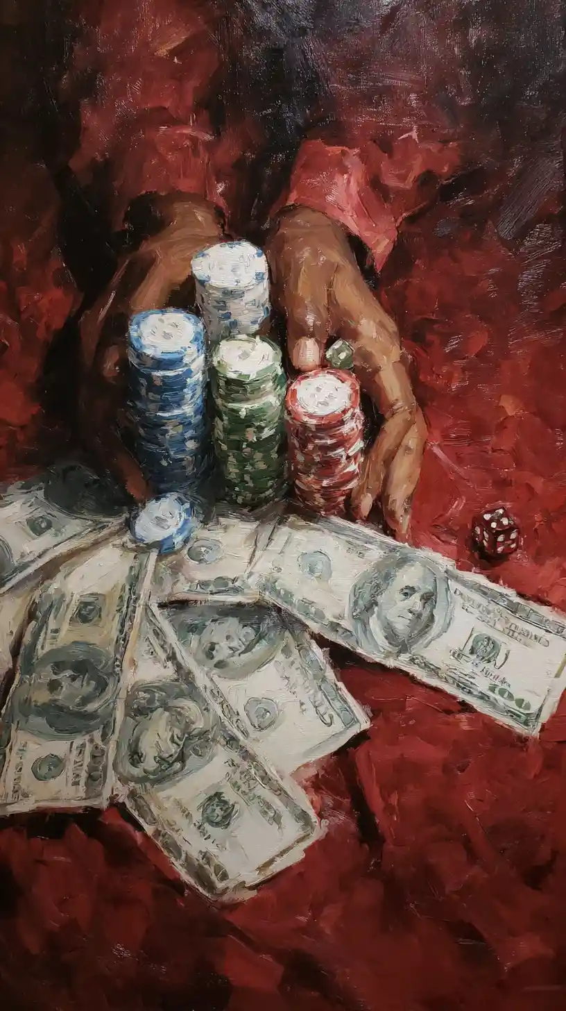 Singles and fives bankroll stacked under a hundred