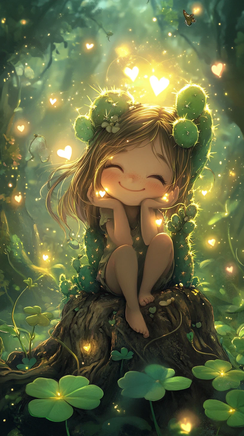 Cute girl making a playful face on tree root