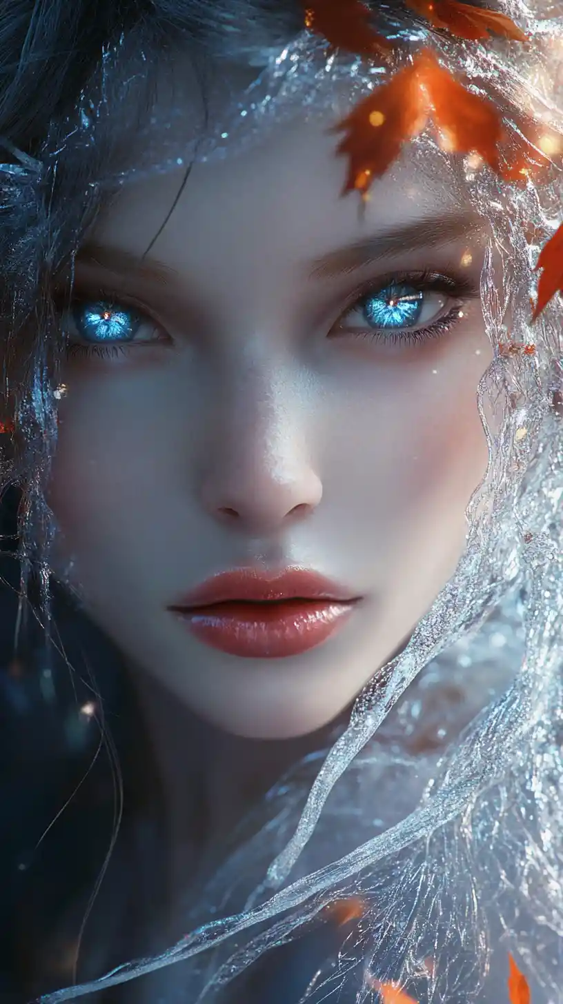 Ethereal fairy woman with luminous eyes and frosted glow