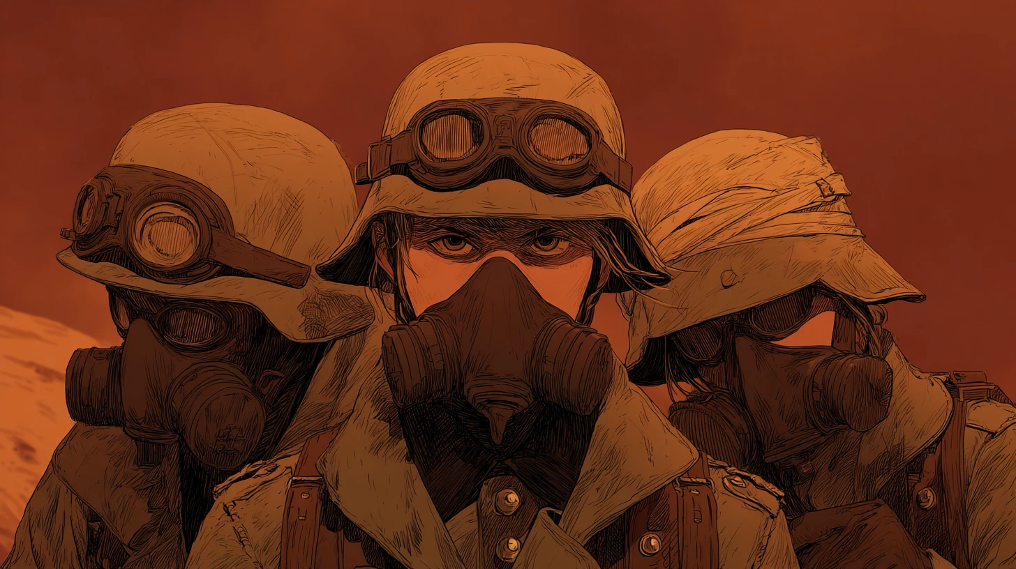 German soldier in desert wearing protective military gear