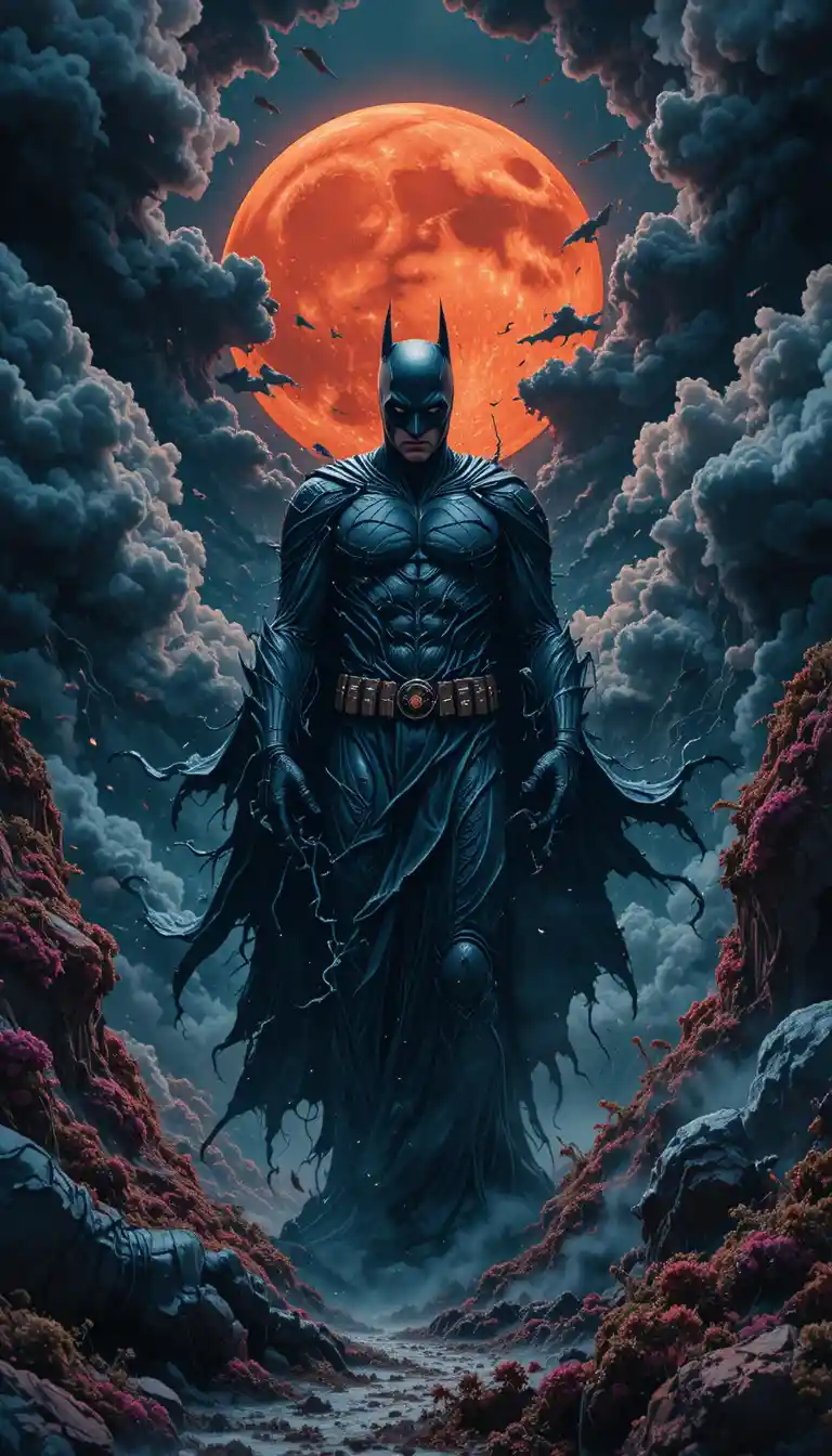 Surreal superhero trapped in a warped nocturnal dreamscape