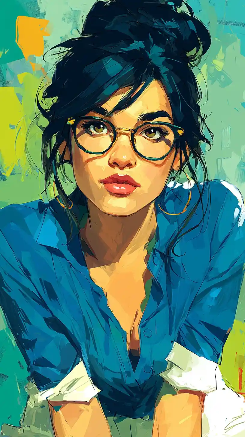 Stylish girl portrait with glasses in graffiti illustration