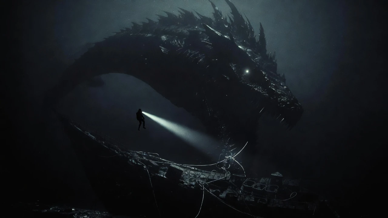 Lone diver faces colossal sea monster in the abyss