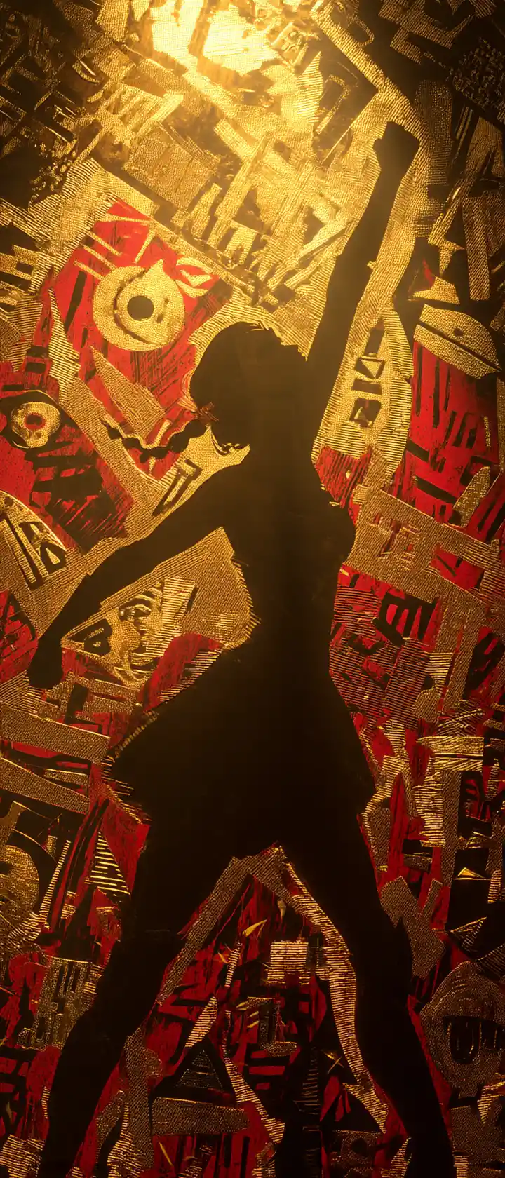 Anime guardian raising a glowing layered symbol shield