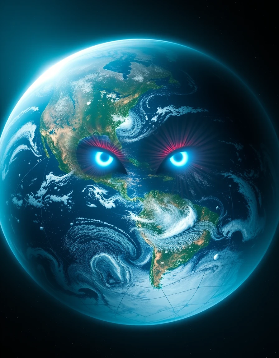 Surreal Satellite View Of Earth Forming A Colossal Face
