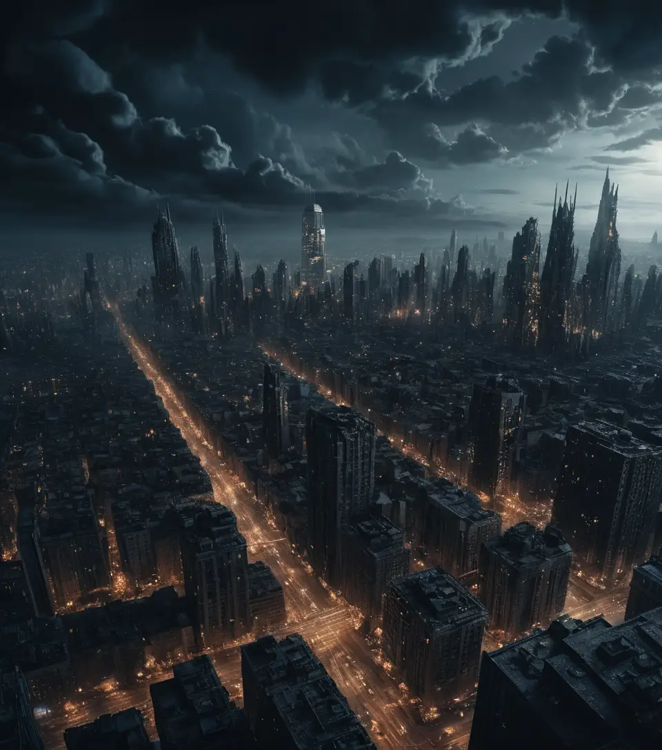 Night sky torn open to reveal vast cosmic entities