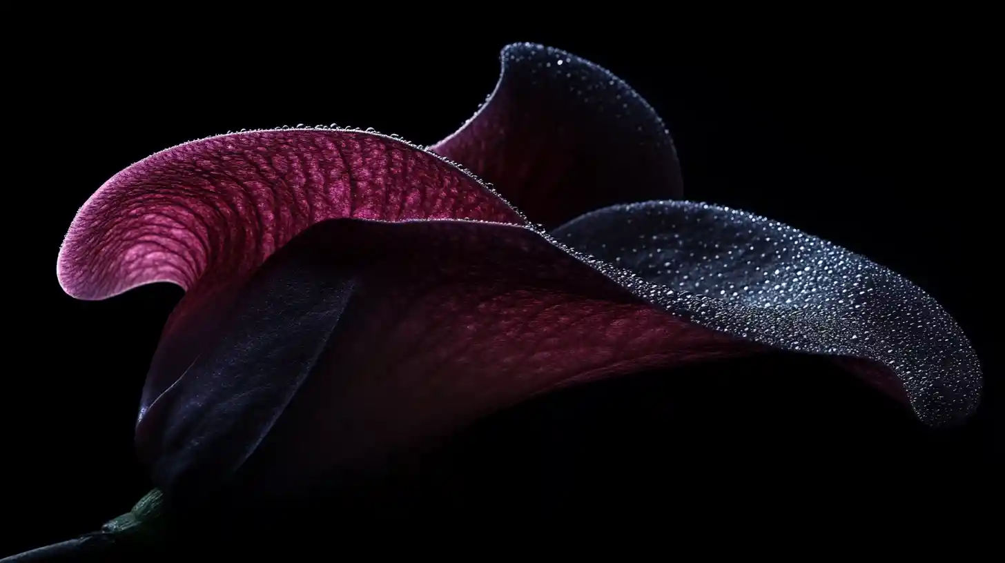 Extreme macro magnolia petal in deep shadowed darkness