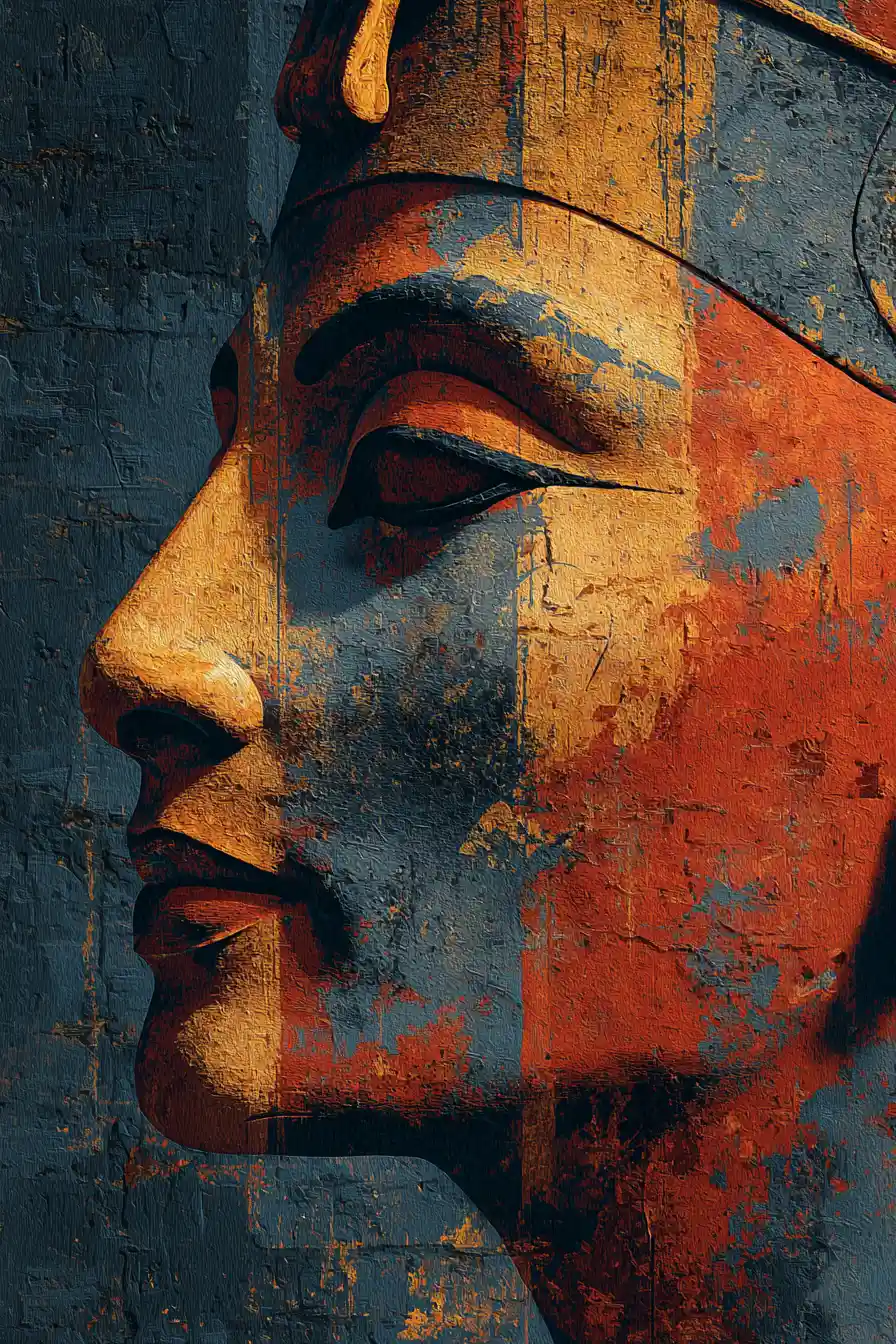 Egyptian fantasy woman portrait in textured painted style
