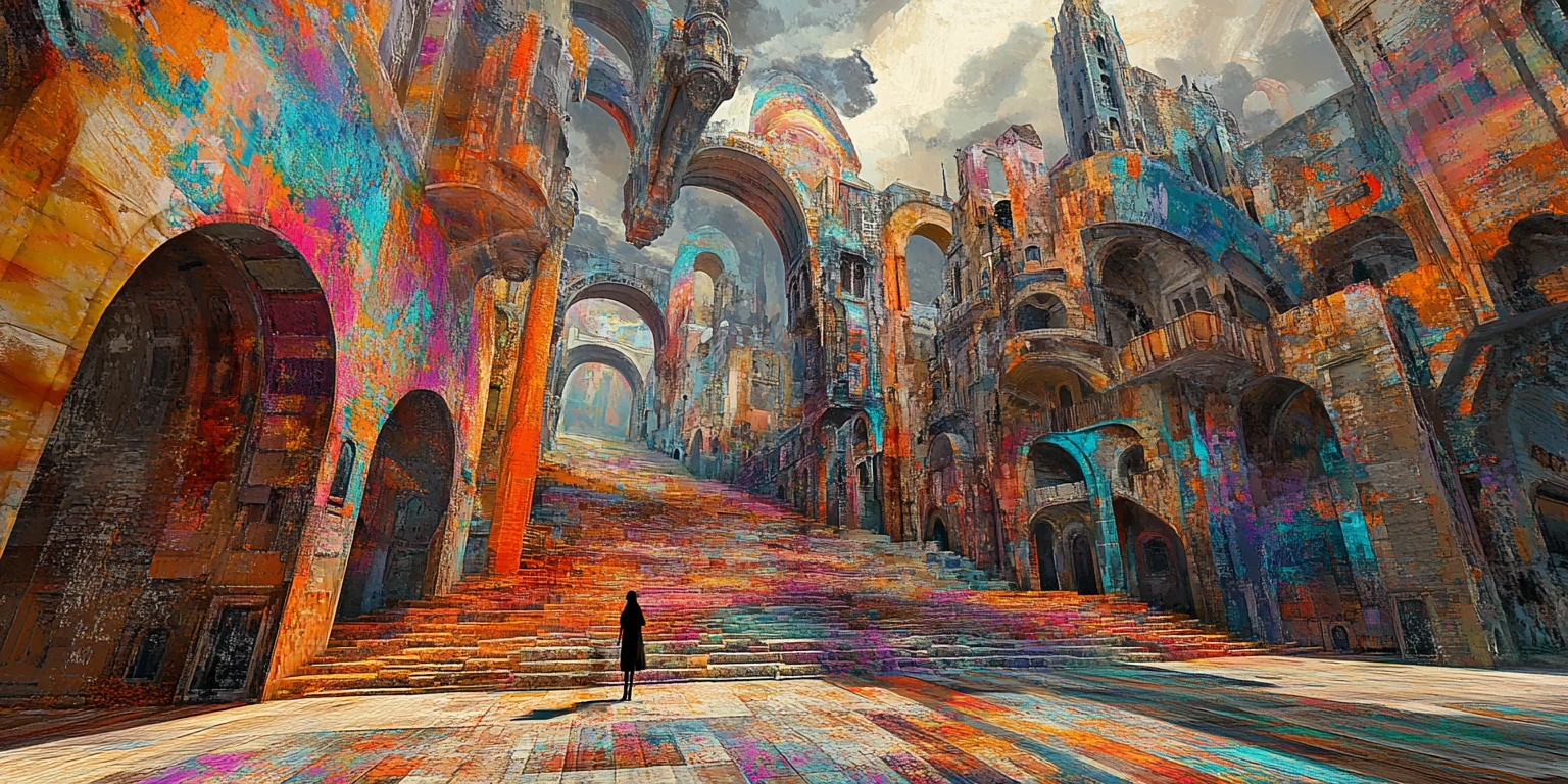 Surreal dreamlike metropolis of converging urban realities