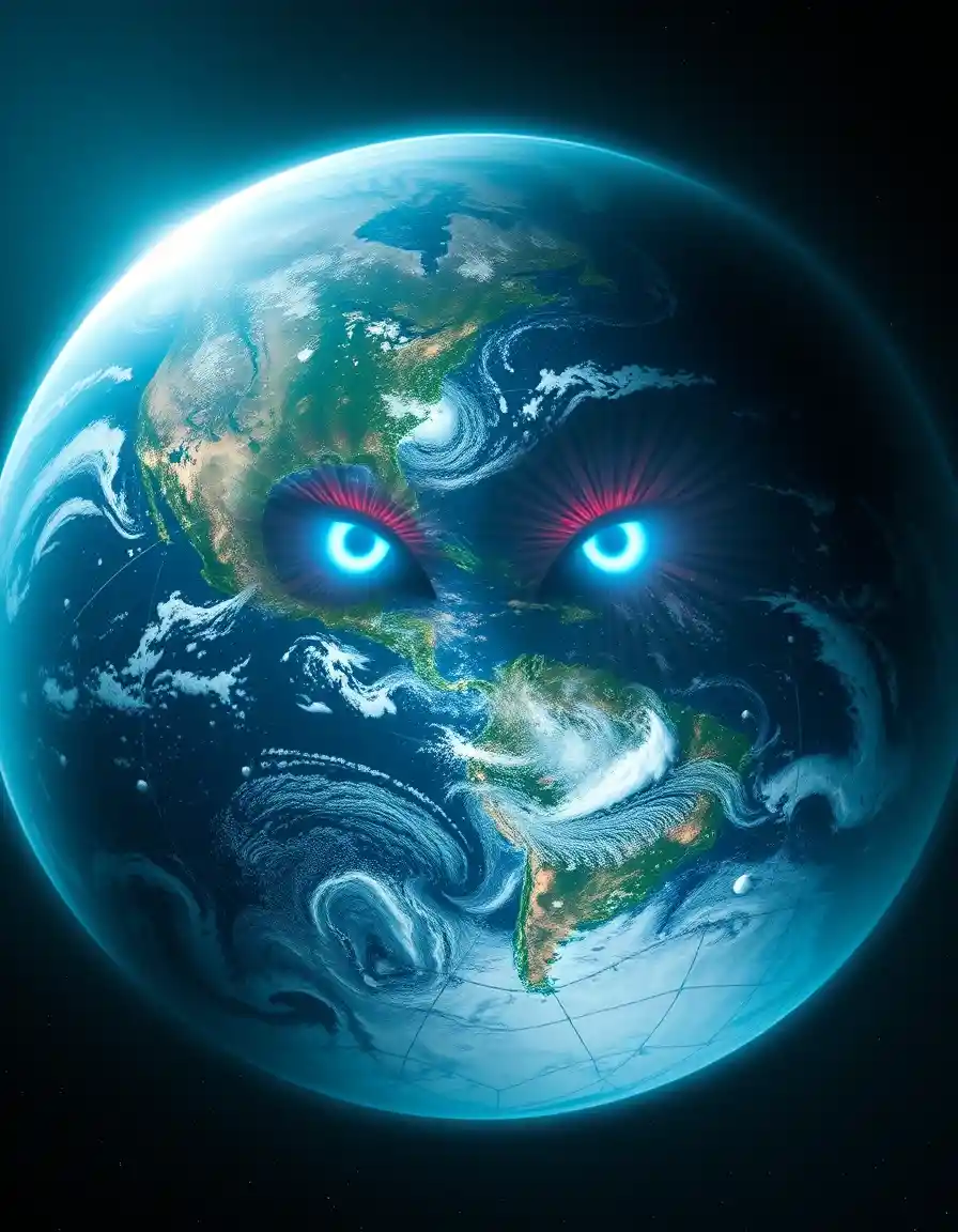Surreal Satellite View Of Earth Forming A Colossal Face