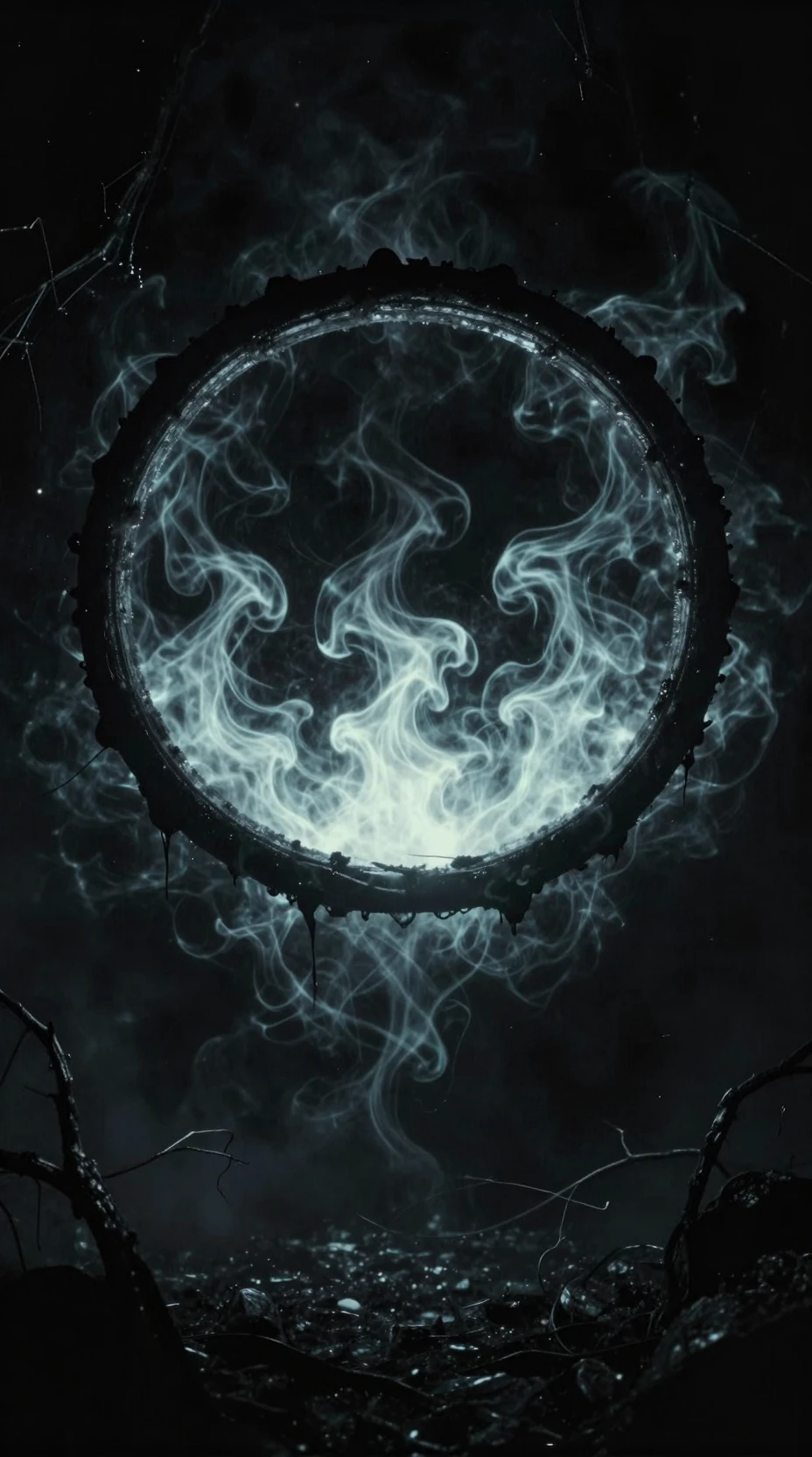 Glowing Black Sphere With Eerie Luminescent Fumes