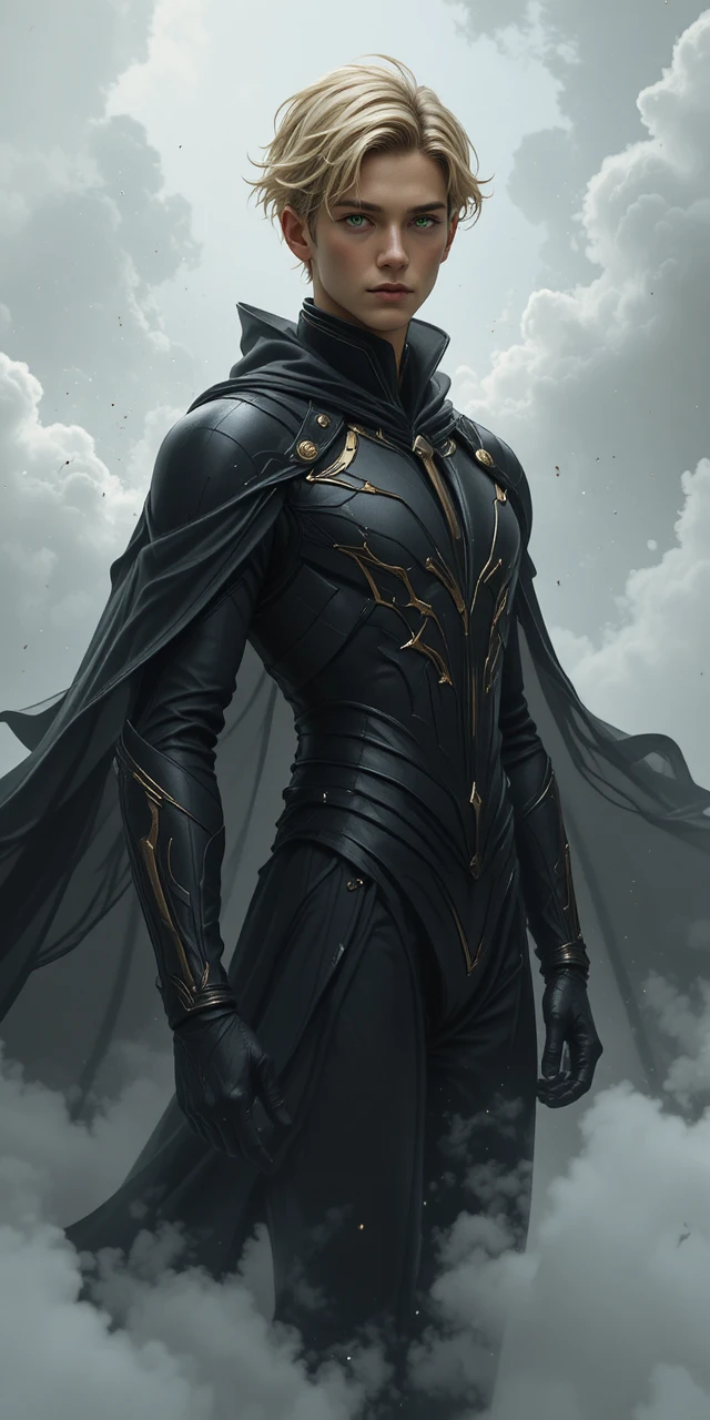 Dark skinned anime demigod with flowing shadowy cape