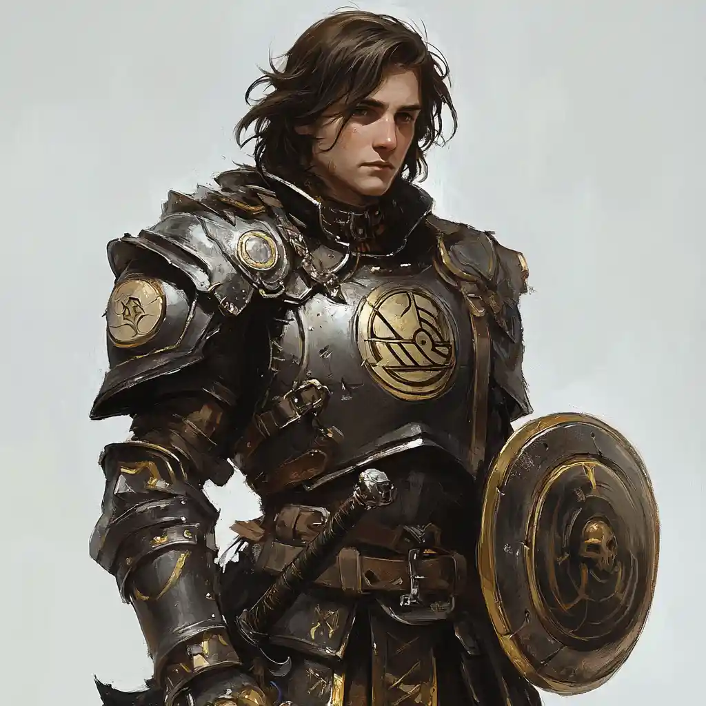 Female fantasy artificer in ornate arcane iron armor