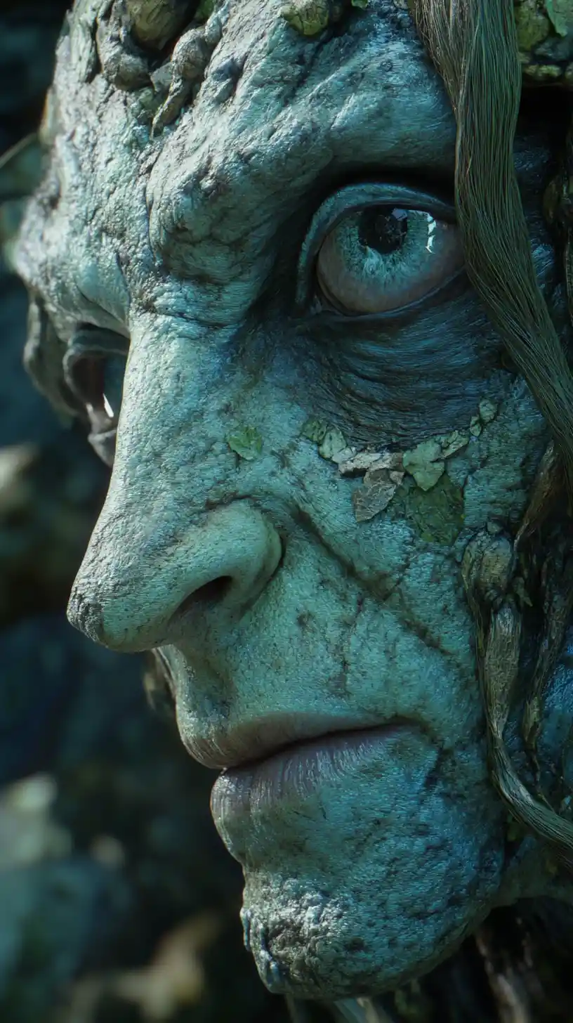Close up of an alien in a surreal fantasy world