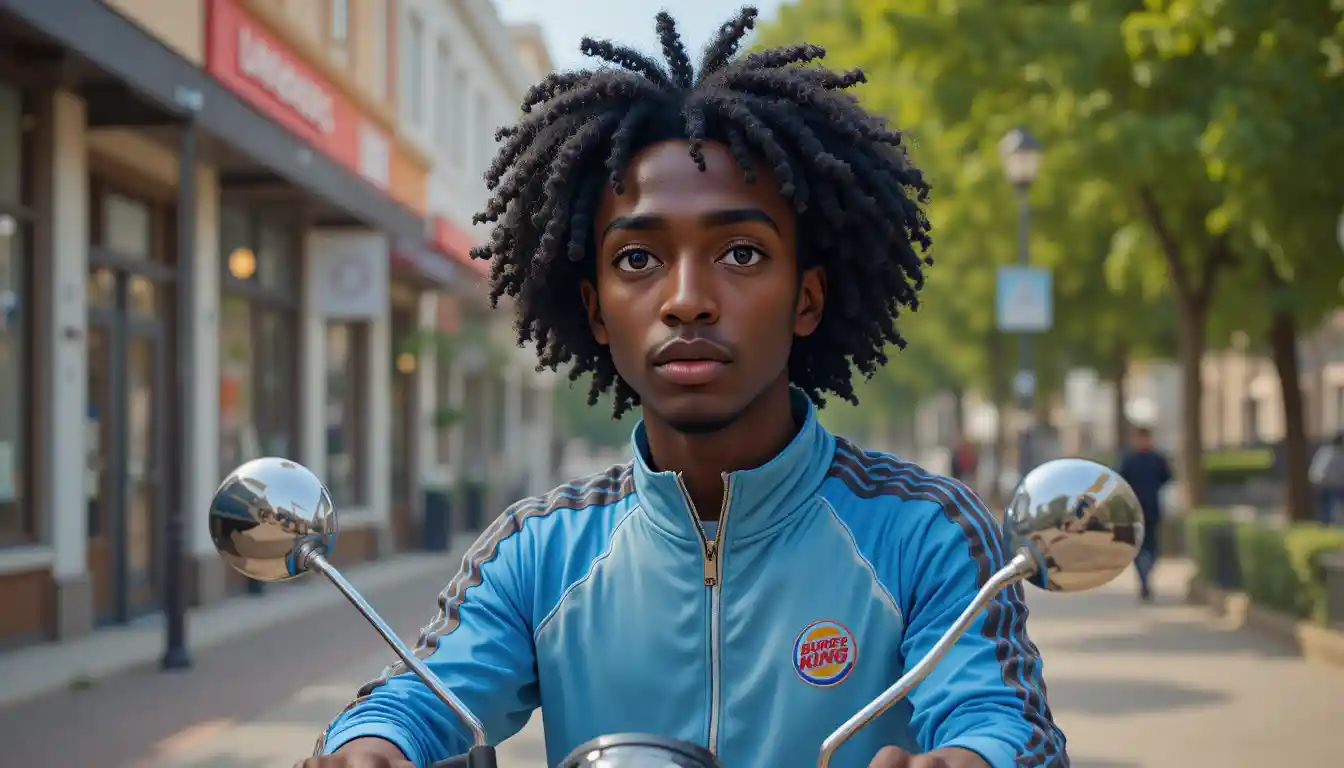 Young African man portrait in sporty outfit on city street