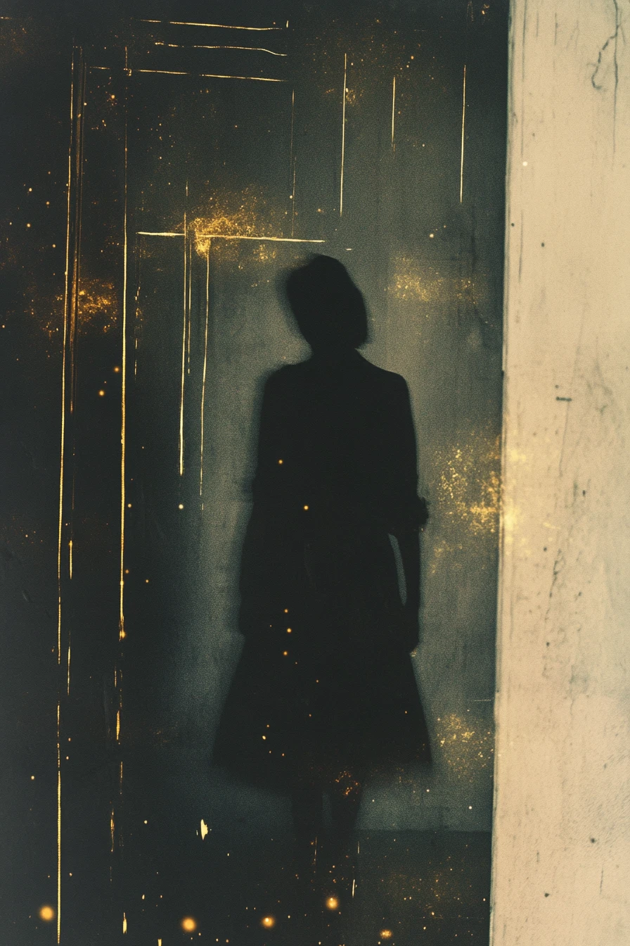 Melancholic doll in golden light within a quiet room
