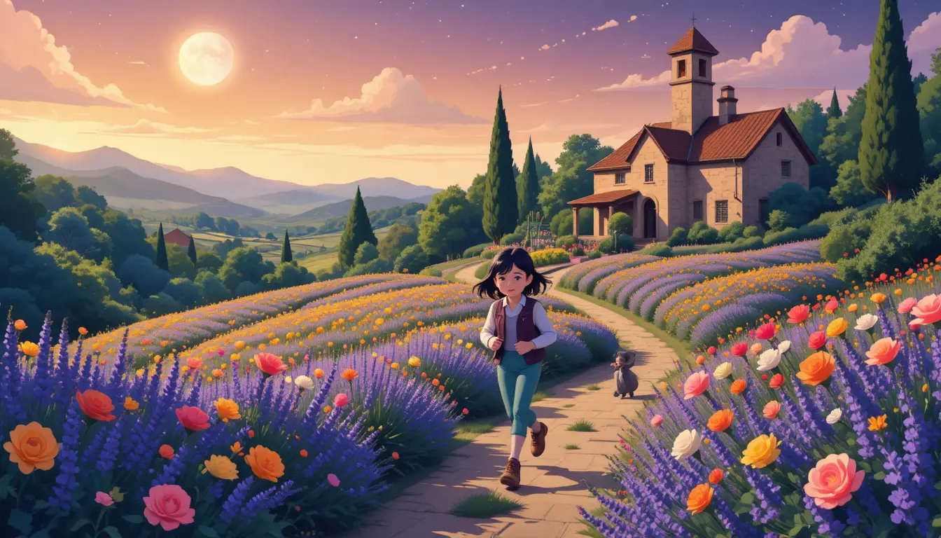 Colorful Flower Fields And Stone House In Provence Countryside
