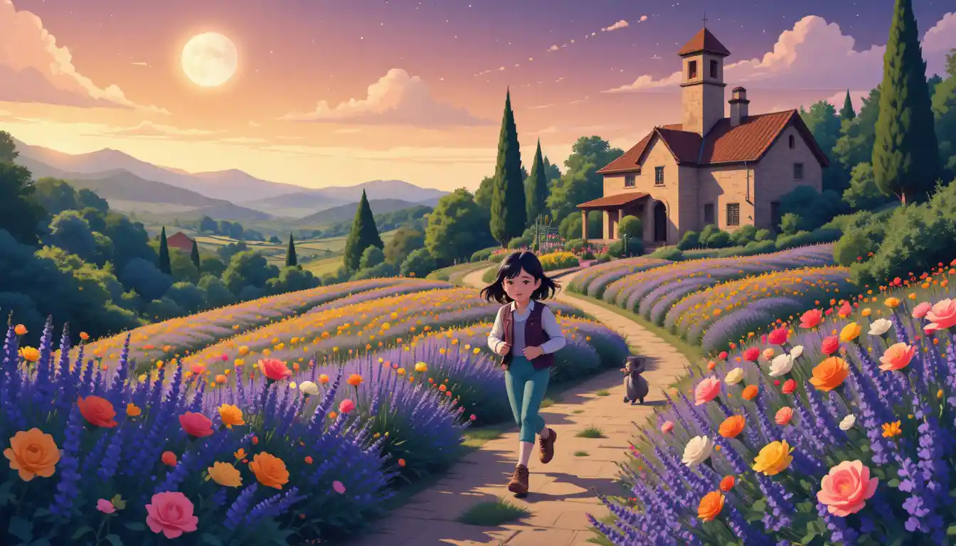 Colorful Flower Fields And Stone House In Provence Countryside
