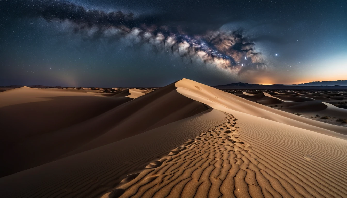 Milky Way Night Sky Above Vast Desert Sand Dunes