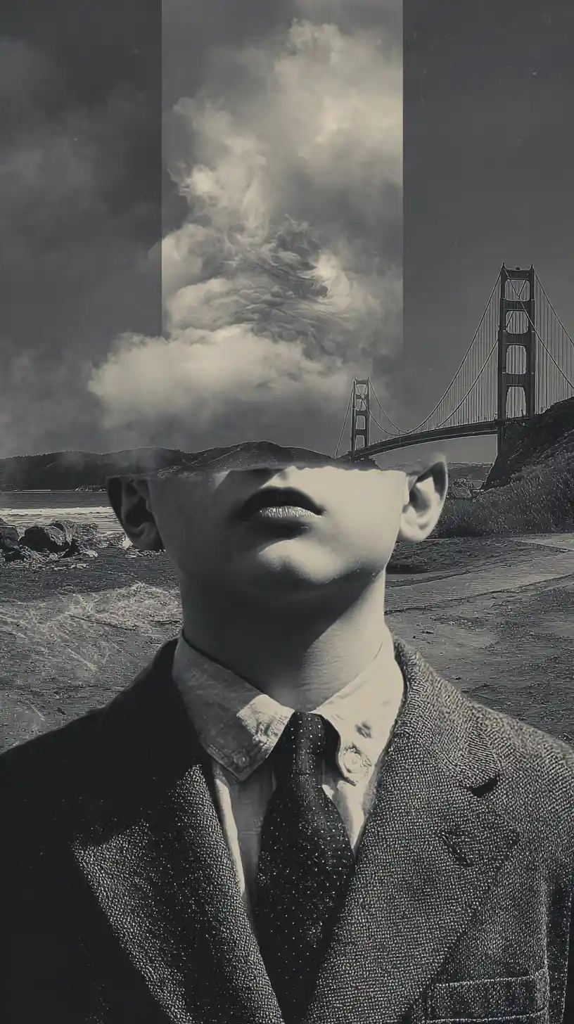 Lonely man standing under grey skies in the city