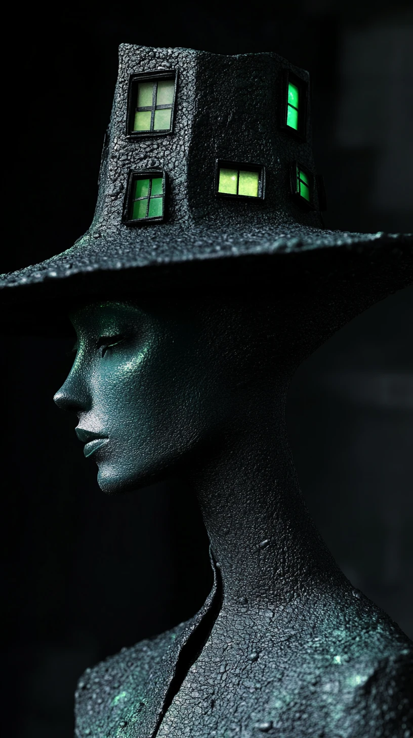 Surreal Hat Architecture With Porcelain Harlequin Portrait