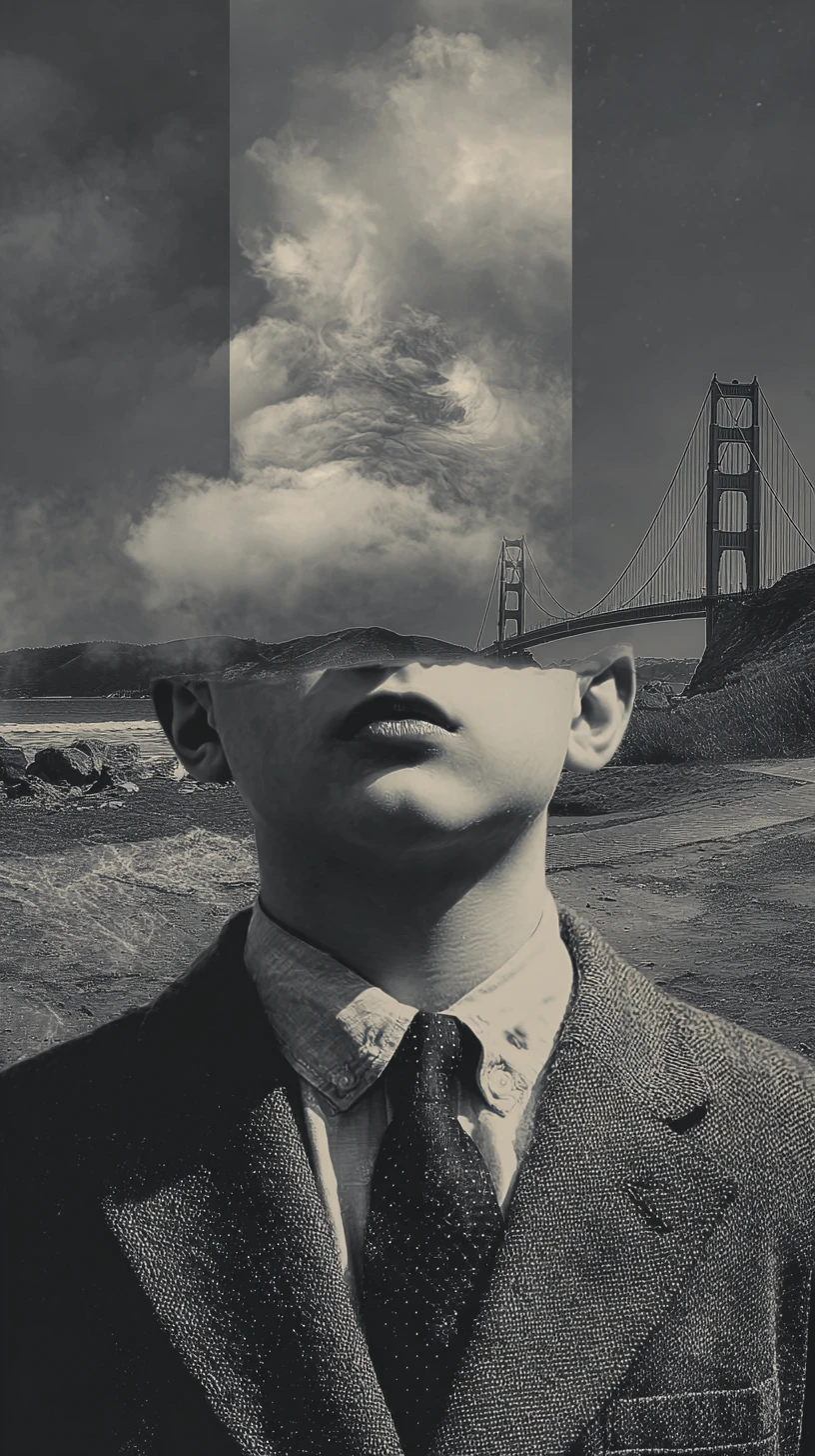 Lonely man standing under grey skies in the city