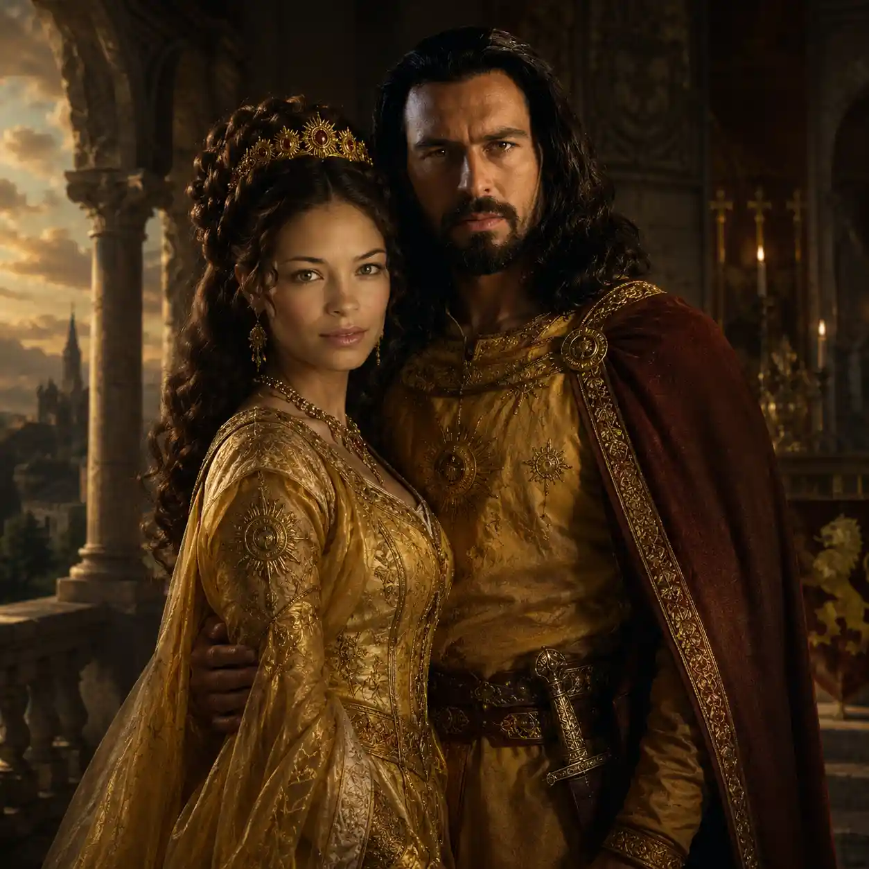 Renaissance style double portrait of a noble couple