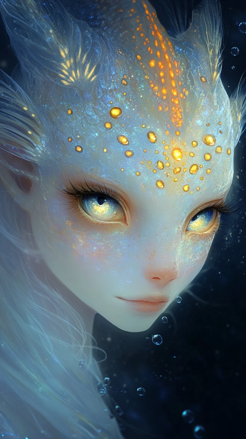 Ethereal Albino Aquatic Woman With Bioluminescent Glow