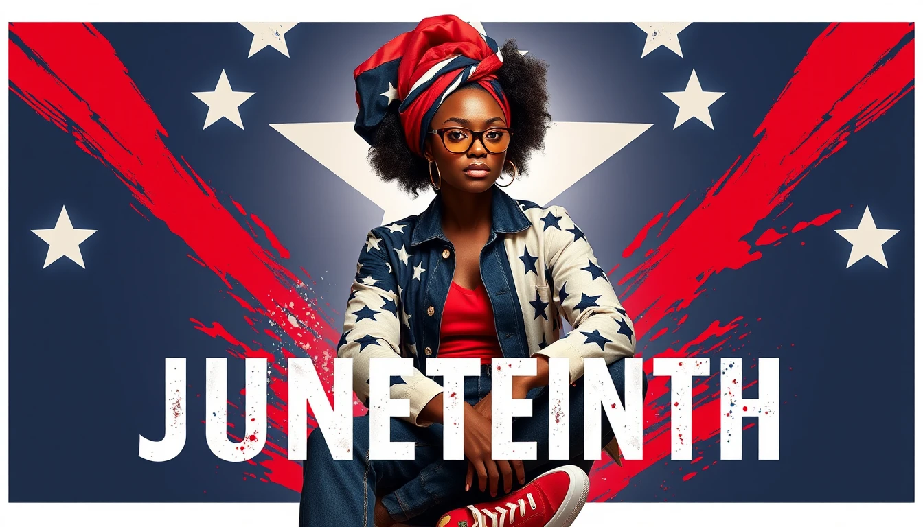 Confident black woman in Juneteenth fashion poster art