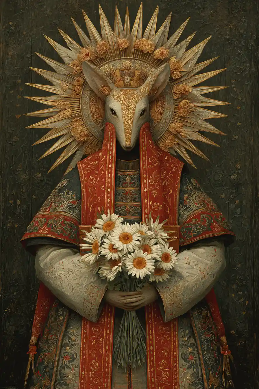 Slavic sun god figure in mystical folklore illustration