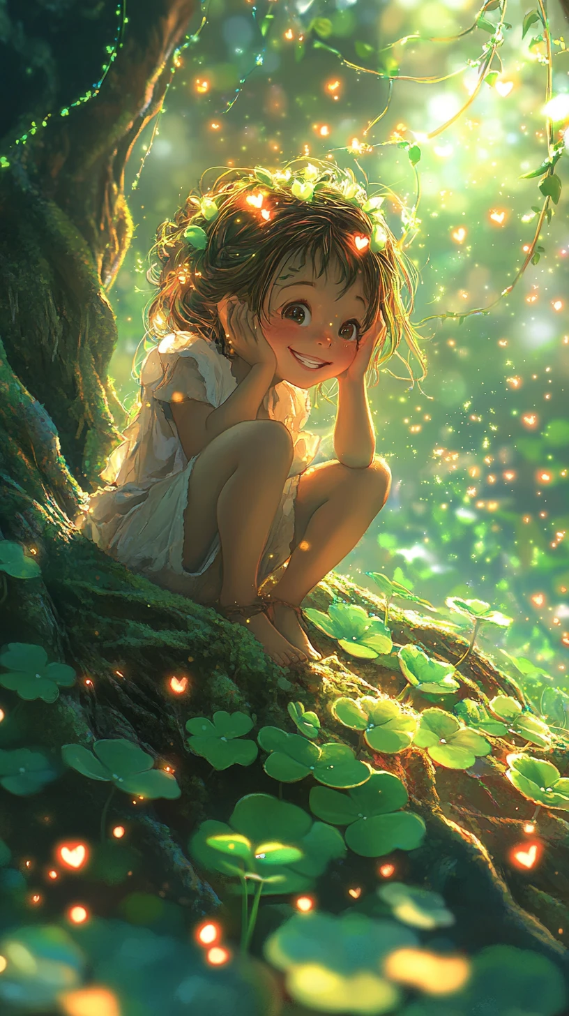 Cute girl posing playfully on an old tree root