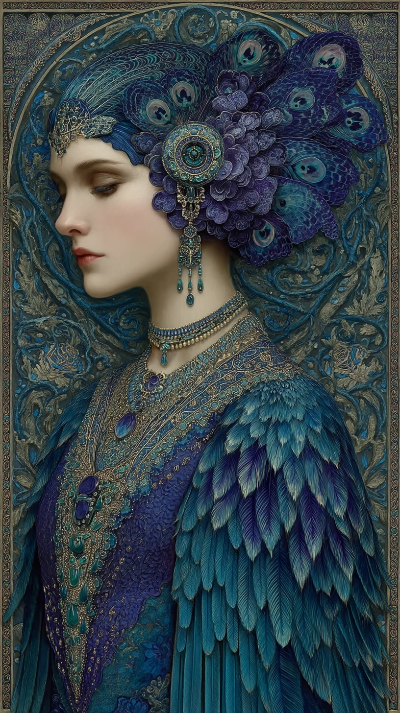 Mystical Peacock Queen In Ornate Fantasy Illustration