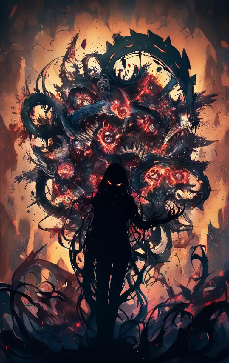 Glowing mocking flower sparks against a ruined dark wall